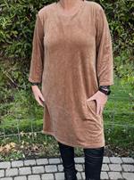 DNY -  Velour Kjole, Camel